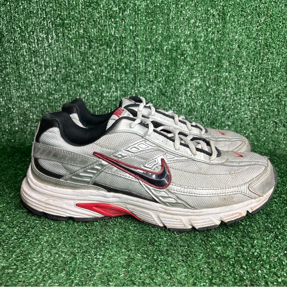 Nike Initiator Metallic Silver Red Mens Comfort Running Shoes 394055-001-Size 12